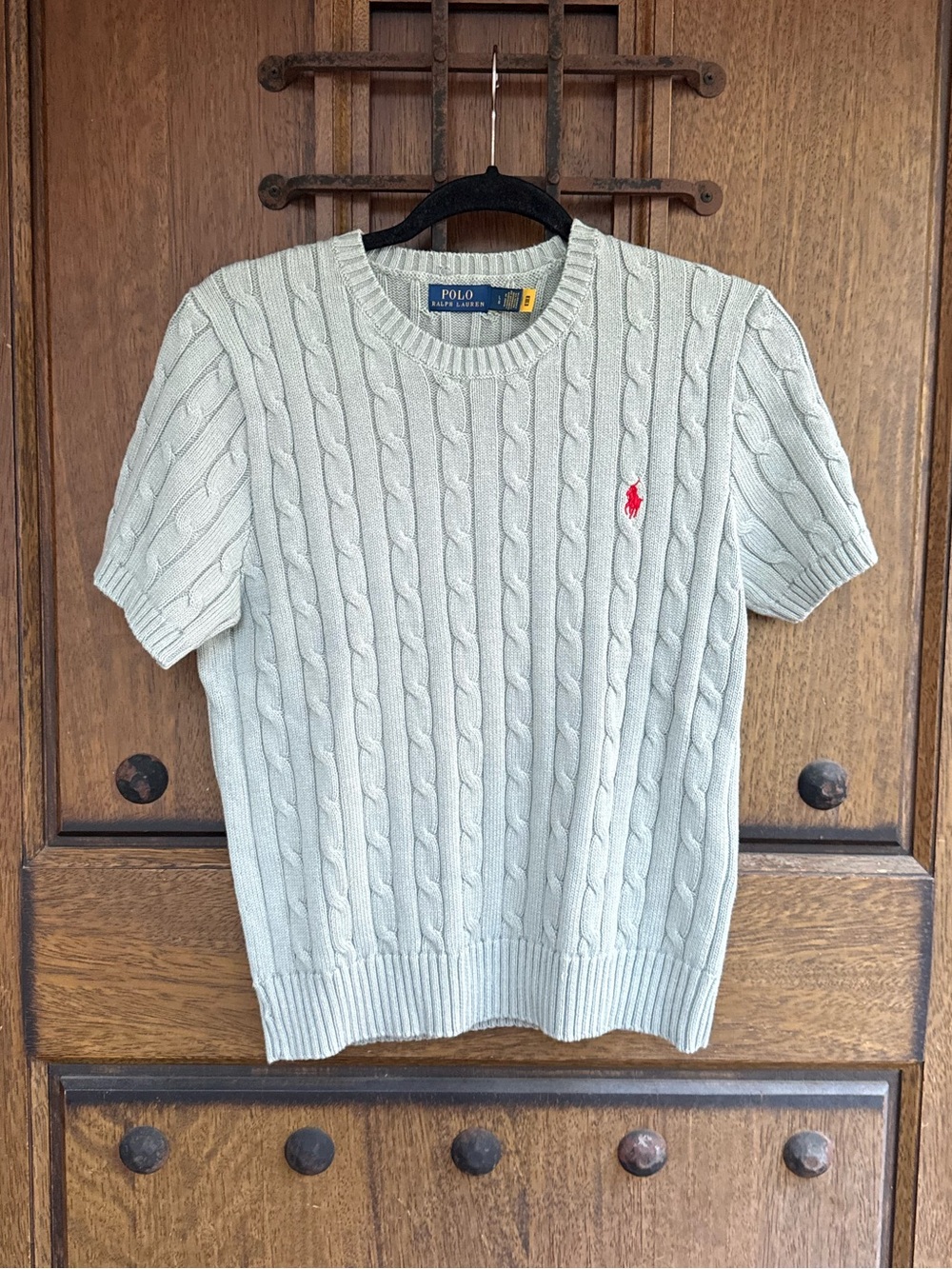 Ralph Lauren Grayish Green or Sage Crewneck Cable Knit Sweater Size L